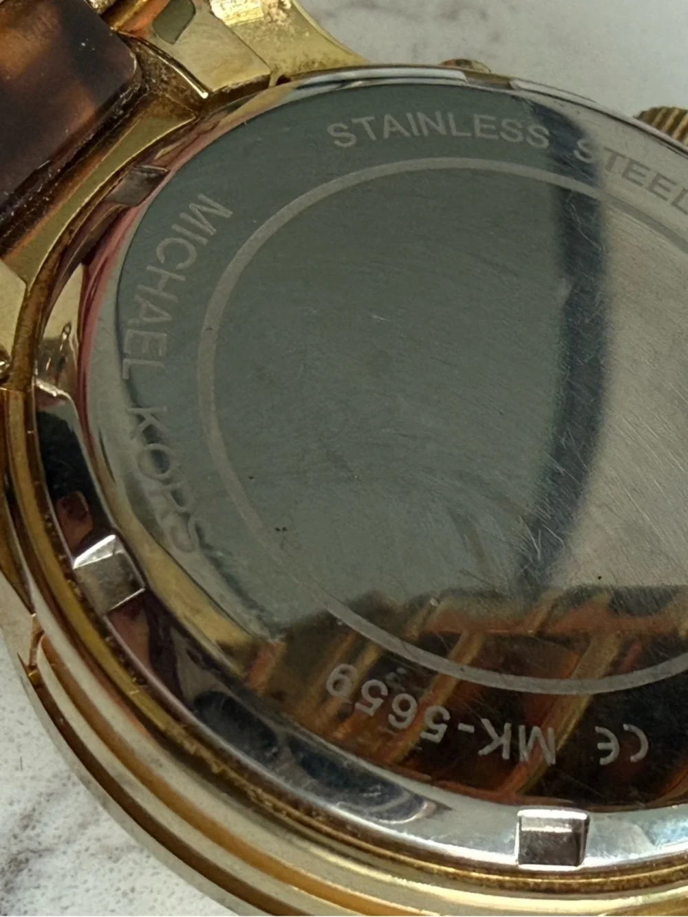 Michael Kors Gold and Tortoiseshell Link Chronograph Watch